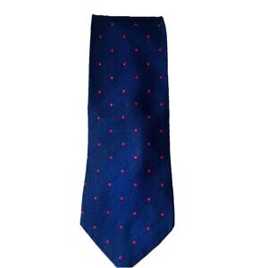 Brooks Brothers Navy Blue With Red Polka Dot Tie Woven In England Made In USA